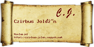 Czirbus Jolán névjegykártya