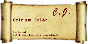 Czirbus Jolán névjegykártya